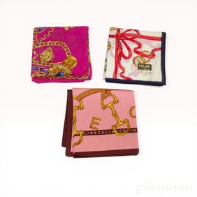 A Trio of Celine Paris Cotton Handkerchiefs