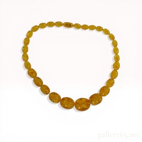 Graduated Honey Amber Bead Necklace with Sun Spangle Inclusions