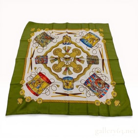 Hermes Les Tambours Silk Carre 90 Scarf