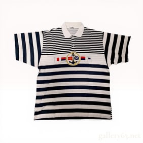Hermes Nautical Striped Cotton Polo Shirt Size L