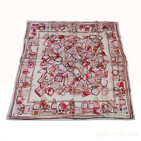 Louis Vuitton Luggage Collage Print Silk Square Scarf with Original Box