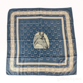Celine Silk Scarf with Equestrian Motif