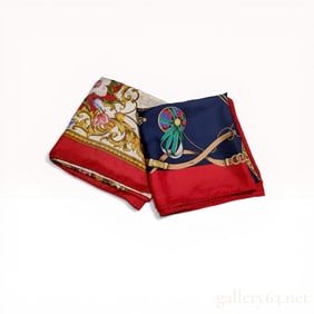Two Silk Twill Scarves by Valentino Garavini and Lancel Paris