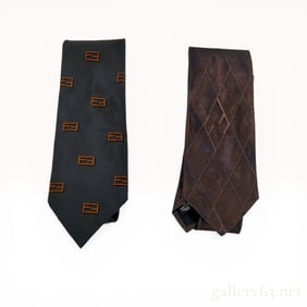 Two Fendi Silk Neckties