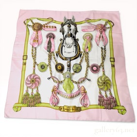 Hermes Frontaux et Cocardes Silk Twill Scarf