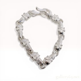 Sterling Silver Skull Link Bracelet branded Harley-Davidson Motorcycles