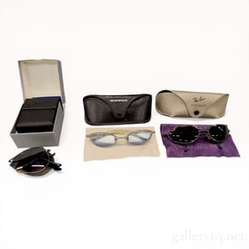Three Pairs of Ray-Ban Sunglasses Including Folding and Titanium Models