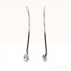A Pair of 14K Yellow Gold and Diamond Drop Earrings