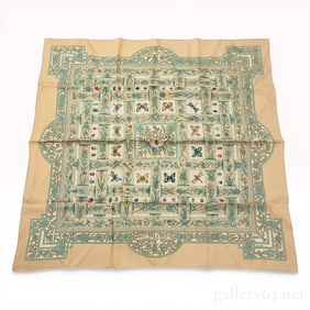 Hermes Silk Twill Carre 90 Scarf Joyaux de l'Ete Pattern by Antoine de Jacquelot