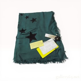 Diesel Swilla Logo Print Rayon Stole Scarf in Teal Green