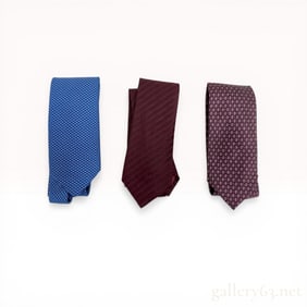 Three Designer Silk Neckties by Hermes, Giorgio Armani, and Gucci
