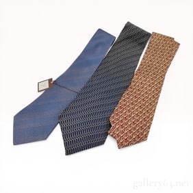 A Trio of Christian Dior Silk Neckties