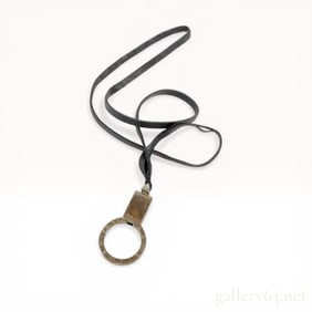 Bulgari Black Leather Lanyard Necklace with Key Ring Pendant