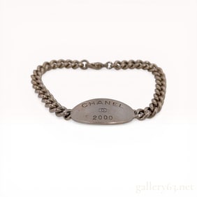 Chanel Silver-Tone Metal Curb Link ID Bracelet, Spring 2000