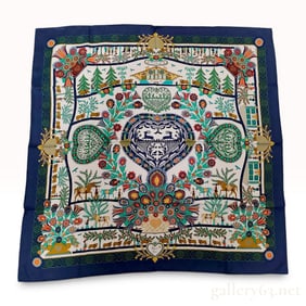 Hermes Decoupages Silk Scarf Designed by Anne Rosat