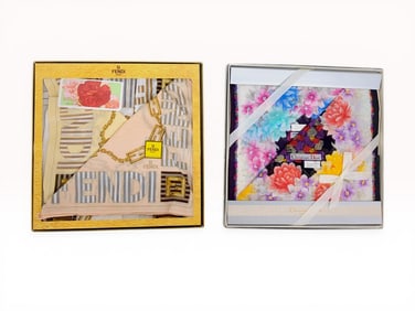 Two Designer Cotton Handkerchiefs by Fendi and Christian Dior