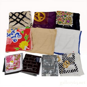A Collection of 10 Designer Scarves and Handkerchiefs