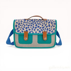 Hermes Les Leopards Childrens Canvas Backpack Satchel