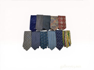 Collection of Eleven Salvatore Ferragamo and Gianni Versace Silk Neckties