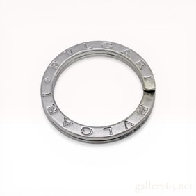 Bvlgari Sterling Silver Logo Split Key Ring