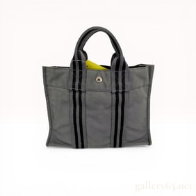 Hermes Gray Canvas Fourre-Tout PM Tote Bag