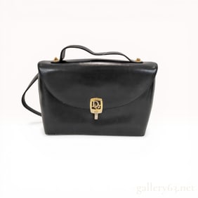 Christian Dior Vintage Black Calfskin Leather Top Handle Bag