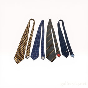 A Group of Four Givenchy and Celine Silk Neckties
