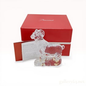 Baccarat Crystal Ram Figurine with Gold Leaf Inclusions