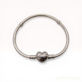 Pandora Moments Sterling Silver Heart Clasp Snake Chain Bracelet