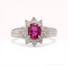 Platinum, Pink Sapphire, and Diamond Cluster Ring