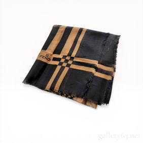 Fendi Multi-Motif Graphic Print Wool Blend Square Scarf