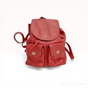 Coach Billie Red Pebbled Leather Rucksack Backpack