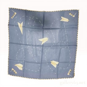 Bvlgari Silk Scarf Designed by Davide Pizzigoni with Paper Airplanes Motif