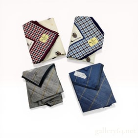 A Collection of Four Aquascutum and Christian Dior 100% Cotton Designer Handkerchiefs