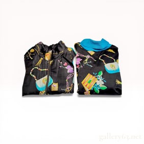 Leonard Sport two-piece ensemble featuring a quilted vest and mock-neck top in a black luxury motif