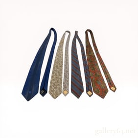 Lot of Four Gianni Versace and Yves Saint Laurent Silk Neckties