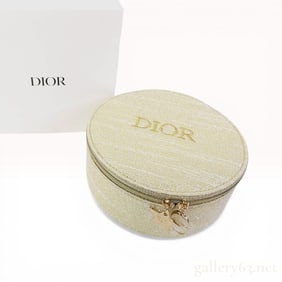 Christian Dior Gold Metallic Woven Circular Vanity Case with Mirror