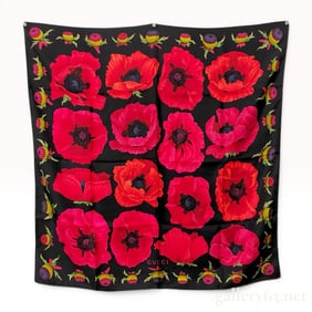Gucci Poppy Print Silk Twill Square Scarf