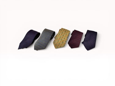 A Collection of Five Hermes Silk Neckties