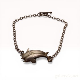 Georg Jensen Sterling Silver Double Dolphin Motif Bracelet
