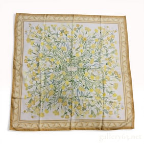 Hermes Oeillets Sauvages et Autres Caryophyllees Silk Scarf