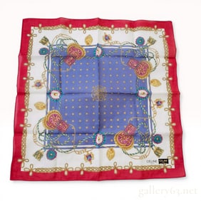 Celine Paris Vintage Cotton Scarf with Nautical and Military Motifs
