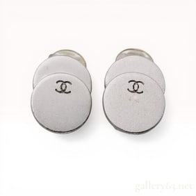 A Pair of Chanel Silver-Tone Double Disc Clip-On Earrings, Spring 1999