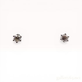 A Pair of Platinum and Round Brilliant-Cut Diamond Stud Earrings