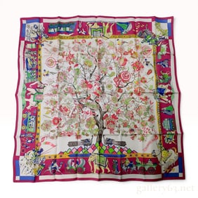 Hermes Fantaisies Indiennes Silk Scarf by Loic Dubigeon