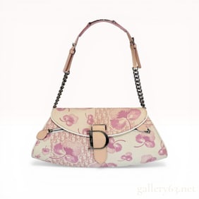 Christian Dior Pink Cherry Blossom Diorissimo Baguette Shoulder Bag