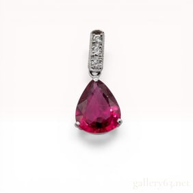 Platinum, Rubellite Tourmaline, and Diamond Pendant