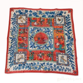 Hermes Silk Scarf in the Musique des Dieux Pattern