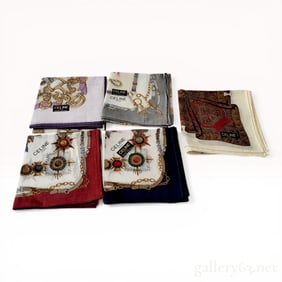 Five Celine Paris Cotton Handkerchief Scarves