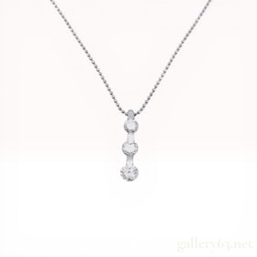 Diamond Three-Stone Linear Drop Pendant Necklace in Platinum